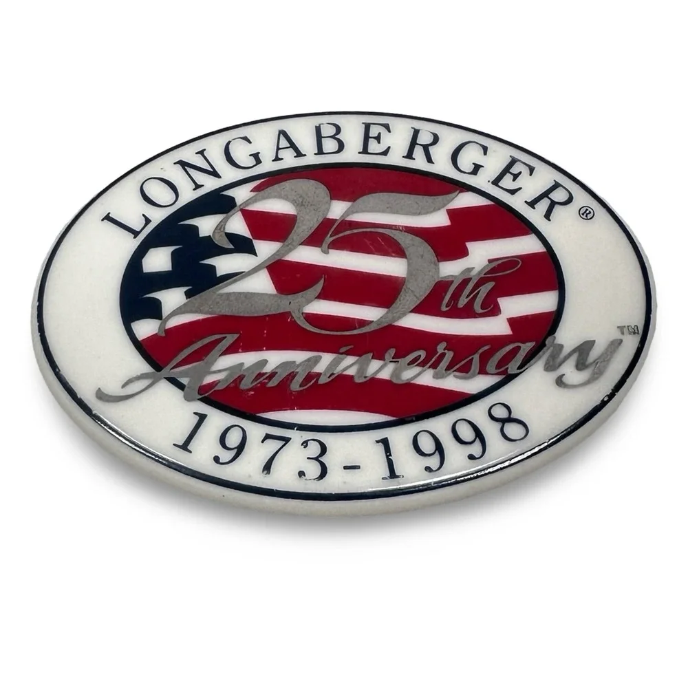 Longaberger 25th Anniversary Ceramic Basket Tie-On‎ 1973-1998 American Flag Oval